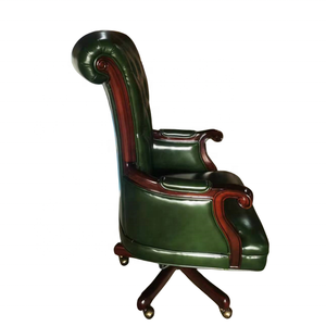 <span class=keywords><strong>Chaise</strong></span> <span class=keywords><strong>de</strong></span> <span class=keywords><strong>bureau</strong></span> <span class=keywords><strong>de</strong></span> direction à dossier haut personnalisée en cuir véritable vert, pivotante, base en <span class=keywords><strong>bois</strong></span> Chesterfield avec <span class=keywords><strong>roulettes</strong></span>, <span class=keywords><strong>chaise</strong></span> <span class=keywords><strong>de</strong></span> patron - Product Image 3