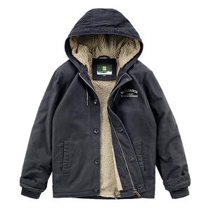 Chaqueta Bomber de Invierno para Hombre, Estilo Urbano, con Capucha, Forro Polar, Gruesa, Tallas Grandes, Ropa de Trabajo, Estampado de Corazones - Product Image 1