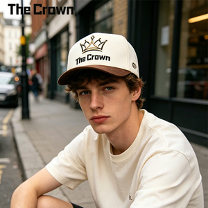 Casquette de baseball structurée à 5 panneaux avec logo personnalisé, vente en gros, broderie 3D, bicolore, crème et marron, fabricant de casquettes - Product Image 5