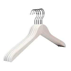 Customized Hanger With Logo White Ash Wood Coat Hangers For Clothes White