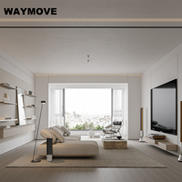 Meubles de cuisine modulaires modernes WAYMOVE, îlot élégant avec plan de travail en marbre, charnières en acrylique, évier, panneau en mélamine