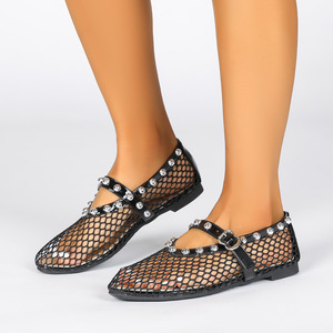 <span class=keywords><strong>Scarpe</strong></span> Mary Jane Nere con Borchie in Rete per Donna, Traspiranti e Casual, Vendita all'Ingrosso Personalizzata - Product Image 4