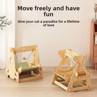Langlebige Holz-Katzenschaukel 3-in-1 Hängemattenbett Hängekorb Katzenbett Möbel Stabile Kratzfeste Haustiernest für Katzen und Hunde