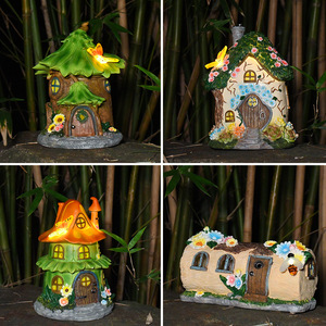 <span class=keywords><strong>Cabane</strong></span> <span class=keywords><strong>en</strong></span> résine solaire décoration de jardin de cour extérieure de noël veilleuse LED atmosphère de conte de fées ornement créatif - Product Image 2