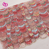 Tissu en maille respirante brodé de sequins colorés de haute qualité, 3 mm, sequins superposés étincelants, idéal pour la confection de vêtements tendance