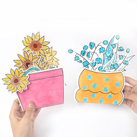 Kit de Bricolage Panier de Fleurs Fait Main, Ensemble de Peinture pour Enfants, Kit de Cartes à Suspendre pour Projet Artistique Scolaire, Personnalisation Disponible