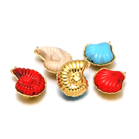 Pendentifs en forme de grand escargot de mer 48*34mm et de grande coquille 37mm, en acier inoxydable plaqué or 18 carats avec émail, pour la fabrication de bijoux