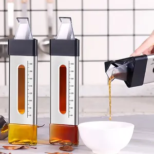 卸売 油酢ディスペンサー-新しいデザインの自動キッチン調理野菜オリーブガラスオイルと酢ボトルオイルディスペンサー