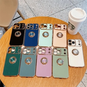 Funda de silicona suave con soporte de anillo chapado para iPhone 17 Pro Max Air 11 12 13 Mini 14 15 16 XR XS X 7 8 Plus SE - Product Image 2