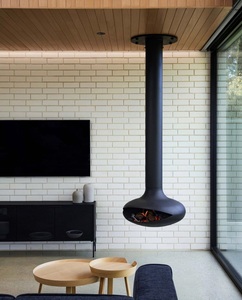 Cheminée suspendue de style français, foyer bioéthanol, cocon noir mat, foyer réel, cheminée suspendue au plafond - Product Image 6