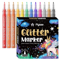 FLYSEA 12 stylos à peinture pailletée pour marquage sur verre - Pointe extra-fine