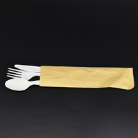 Ensemble de couverts jetables en CPLA, serviette, cuillère, fourchette, couteau - Biodégradable, respectueux de l'environnement, logo personnalisé pour les fêtes, les restaurants/les bars