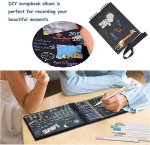 DIY ชุดสมุดอัลบั้มเปล่าสีดำ/งานฝีมือ,อัลบั้มรูปแบบกำหนดเองพร้อมมุมภาพและปากกาโลหะ6ชิ้นสำหรับแขกของขวัญ - Product Image 6