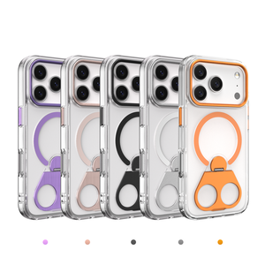 <span class=keywords><strong>Coque</strong></span> de téléphone portable <span class=keywords><strong>antichoc</strong></span> en TPU et PC avec support métallique pour iPhone 17 Pro Max – Coques transparentes Air Mobile - Product Image 3
