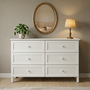 Buffet en bois brun foncé à 2 portes et 3 tiroirs pour le salon - Product Image 3