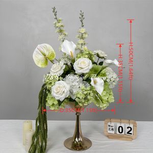 Ramo de Flores de Seda Blanco y Verde con Amaranto Colgante, Centro de Mesa Decorativo Artificial 5D, Venta Caliente de Fábrica - Product Image 2