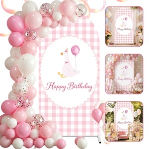 Backdrop Peri Pink Kustom untuk Dekorasi Pesta Ulang Tahun Anak, Kain Latar Belakang Elastis untuk Gapura Ulang Tahun, Cocok untuk Ulang Tahun Anak Perempuan - Product Image 2
