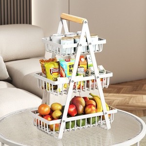 Cesta de Frutas Metálica Desmontable de Doble Capa, Tipo Triángulo, Moderna y Sencilla, para Almacenamiento en la Cocina, Cesta para Guardar Aperitivos - Product Image 3