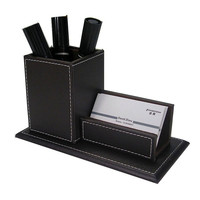 Ensemble de papeterie de bureau miniature multifonctionnel de haute qualité en cuir, 7 pièces, accessoires de bureau en cuir PU, optionnel WFD