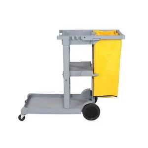 Easy Removable hotel multifunction plastic serving cart folding cleaning trolley janitorial cart