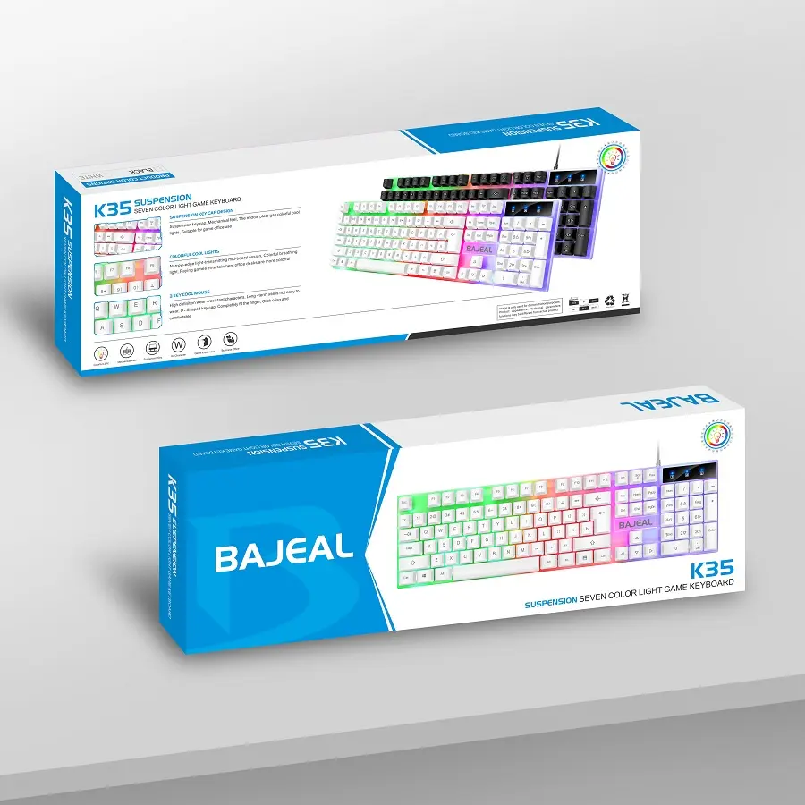 Bajeal K35 Wired RGB Backlit Gaming Keyboard - 104 Keys, Anti-Ghosting,  Ideal for Home Office & Gamers, USB Connection