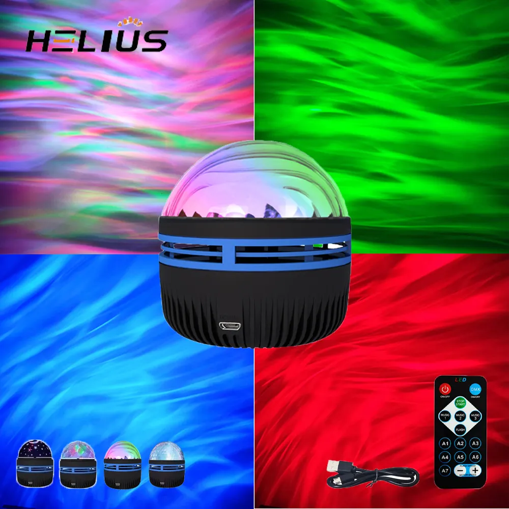 Helius Smart home indoor Usb Colorful Aurora Rotating Magic Ball led rgb crystal Star projectors bedside night light table lamp