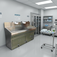 Évier médical ergonomique Hochey en acier inoxydable 304 de haute qualité, à dossier bas, pour trois personnes, idéal pour salles d'opération hospitalières