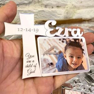 Marco de fotos acrílico personalizable para Celebración de bebé, recuerdo, espejo cortado con láser, primera comunión - Product Image 2