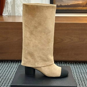 Botas Largas hasta la Rodilla para Mujer, Marca Original Serie CC, Zapatos de Caminar de Pierna Ancha, Parte Superior de Gamuza, Suela de Goma con Amortiguación - Product Image 1