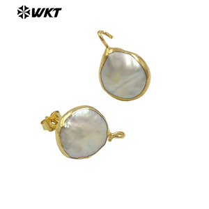 WT-JF329 Perla Orecchino Della Vite Prigioniera Dei Monili del Connettore Formato Casuale Orecchino di Perla Che Fanno In Oro Con Cornice di <span class=keywords><strong>Perle</strong></span> Accessori di Risultati Dei Monili - Product Image 3