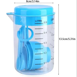 Kitchen Measure Simple Practical Plastic Measuring Cup and Spoons Set Tool with Strainer for Home