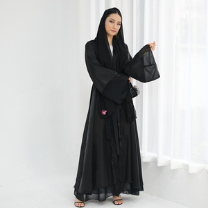 Nuovo Abaya Dubai 2024 rivedibile Abaya un lato Chiffon un lato Shinny poliestere aperto Abaya donna abito musulmano <span class=keywords><strong>abbigliamento</strong></span> islamico - Product Image 4