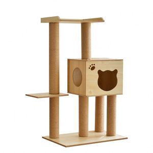 Casa Ecológica de Lujo para Mascotas, Fácil de Montar, Duradera, de Madera, con Hamaca para Gatos Grandes - Product Image 3