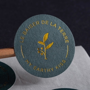 Tùy Chỉnh Lá Vàng In Ấn Giấy Dán Dập Nổi Kết Cấu Đặc Biệt Hình Dạng Cá Nhân Bao Bì Nhãn - Product Image 6