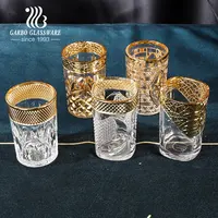 Fas tasarım popüler çay kahve bardağı 6oz içme Tumbler fransız cam bardak altın baskı altın su cam bardak