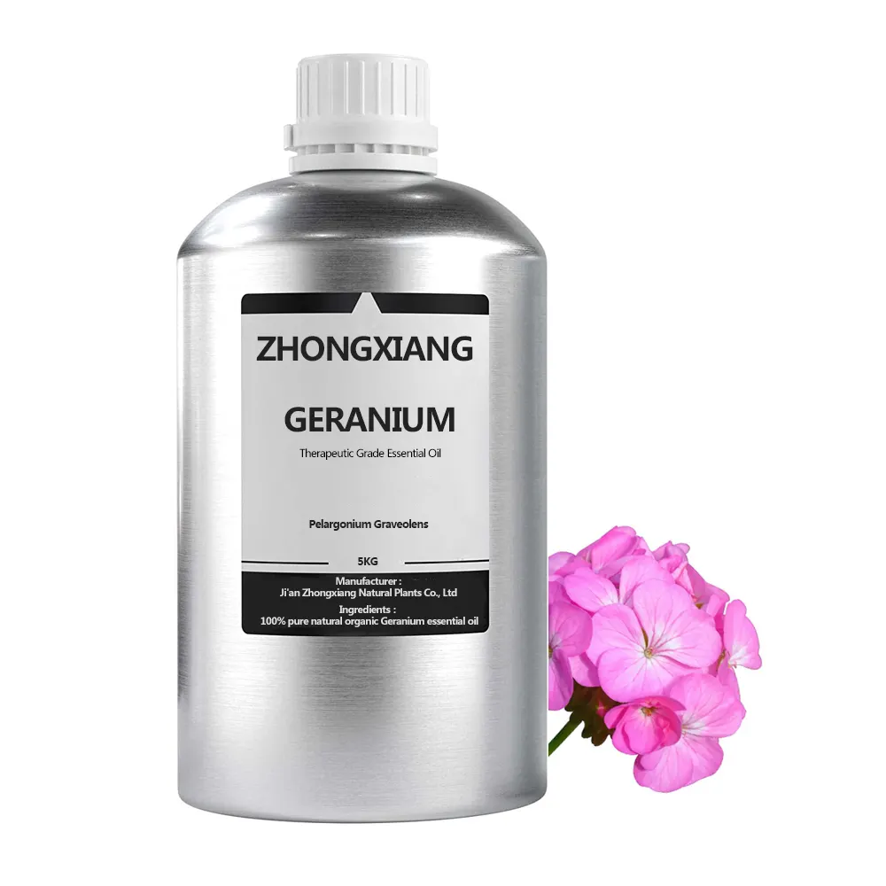 Prix de gros de l'huile essentielle de géranium pour les soins de la peau et des cheveux 100% huile de géranium rose pure pour répulsif naturel contre les tiques et les insectes