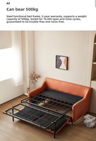 Sofá Cama Seccional Plegable Moderno de Tela Naranja, Convertible 2 en 1, Sofá de Dos Plazas, Colchón de Esponja, Ideal para Espacios Pequeños