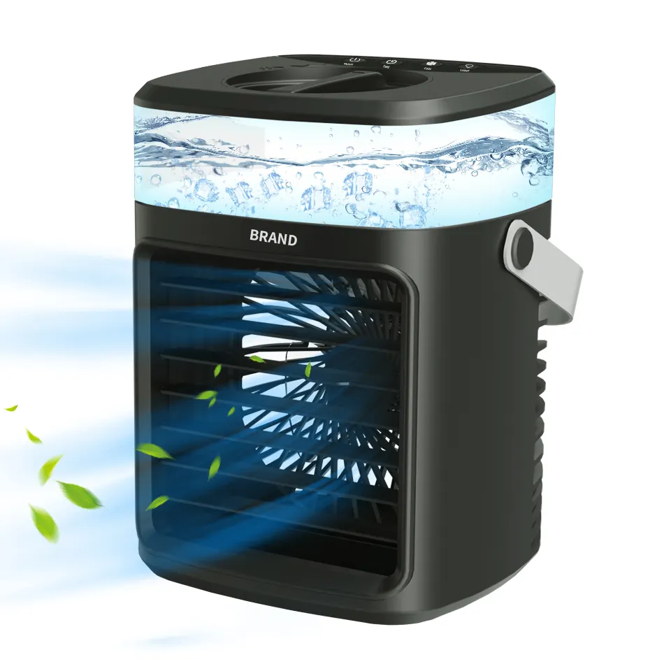 Condizionatore d'aria portatile evaporativo refrigeratore d'aria piccolo ventilatore ad acqua con 3 velocità del vento, 2 nebbia, Mini condizionatore d'aria per scrivania da ufficio