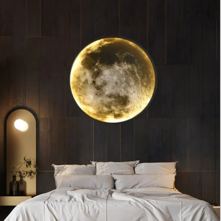 2024 Smart Moon Lamp Round Moonlight Wall Decor Bedside Lamp Gift Bedroom Bathroom Home Room Decoration Small Mini Night Light