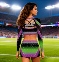 Uniformes de cheerleading américains personnalisés de haute qualité et bon marché, à manches longues, en spandex, avec sublimation