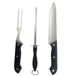 Juego de Cuchillos de Cocina Multifuncionales de 3 Piezas, Cuchillo de Chef de Acero Inoxidable de 8 Pulgadas, Tenedor de 6 Pulgadas, Mango Negro de PP - Product Image 1