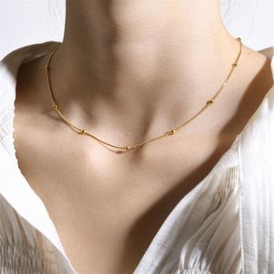 Collar de Cadena con Cuentas de Acero Inoxidable y Oro, Joyería Personalizada Popular - Product Image 2