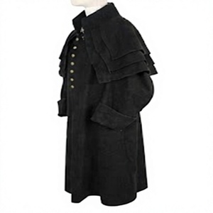 Manteau gothique pour homme, style capuchon médiéval, avec épaulettes superposées, vintage, pour Halloween, cosplay et costumes de scène - Product Image 2