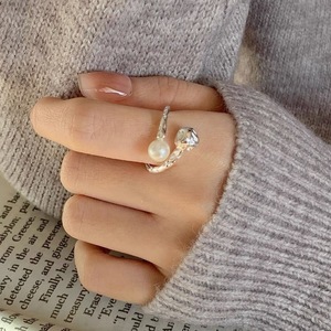 Pearl <b>Ring</b> 925 Sterling Silver <b>Open</b> Design Irregular Lava Style Women's Jewelry Everyday Wear - Product Image 1