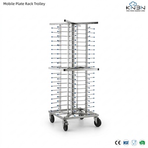 Chariot à assiettes mobile en acier inoxydable haute stabilité pour 80 assiettes, pour hôtels et restaurants - Product Image 1