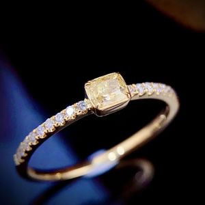 Bague de fiançailles Xinfly en or massif 18 carats avec diamant jaune naturel, sertie de griffes, bijou de luxe gageable pour femme - Product Image 2