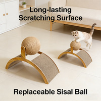 Jouet de balle à gratter interactif pour chat Pattes de meulage en bois Corde en sisal résistant à l'usure Kitty Scratcher Cat Scratcher Ball Toy