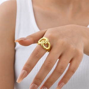 Copper Twist Knot <b>Rings</b> <b>Adjustable</b> Hollow <b>Rings</b> Statement Jewelry for Women - Product Image 4