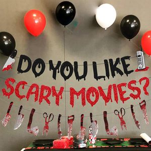Decoraciones para Fiesta <span class=keywords><strong>de</strong></span> Cumpleaños <span class=keywords><strong>de</strong></span> Halloween, Pancarta Brillante <span class=keywords><strong>de</strong></span> Feliz Cumpleaños, Artículos <span class=keywords><strong>de</strong></span> Decoración con Temática <span class=keywords><strong>de</strong></span> Películas <span class=keywords><strong>de</strong></span> Terror, Recuerdos para Fiesta con Temática <span class=keywords><strong>de</strong></span> Scream (Rojo) - Product Image 2