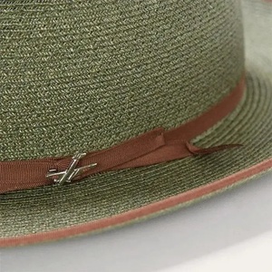 Green Woven <b>Straw</b> <b>Fedora</b> Hat Wide Brim Summer Dress Cap Natural Grass for Outdoor Travel Casual Wear - Product Image 4